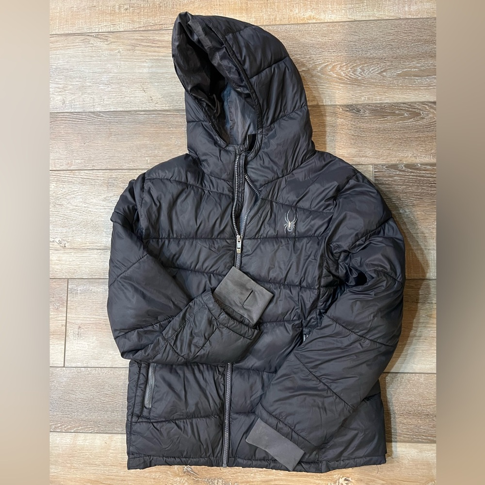 Spyder Kids Black Winter Jacket Size L(14/16) Unisex